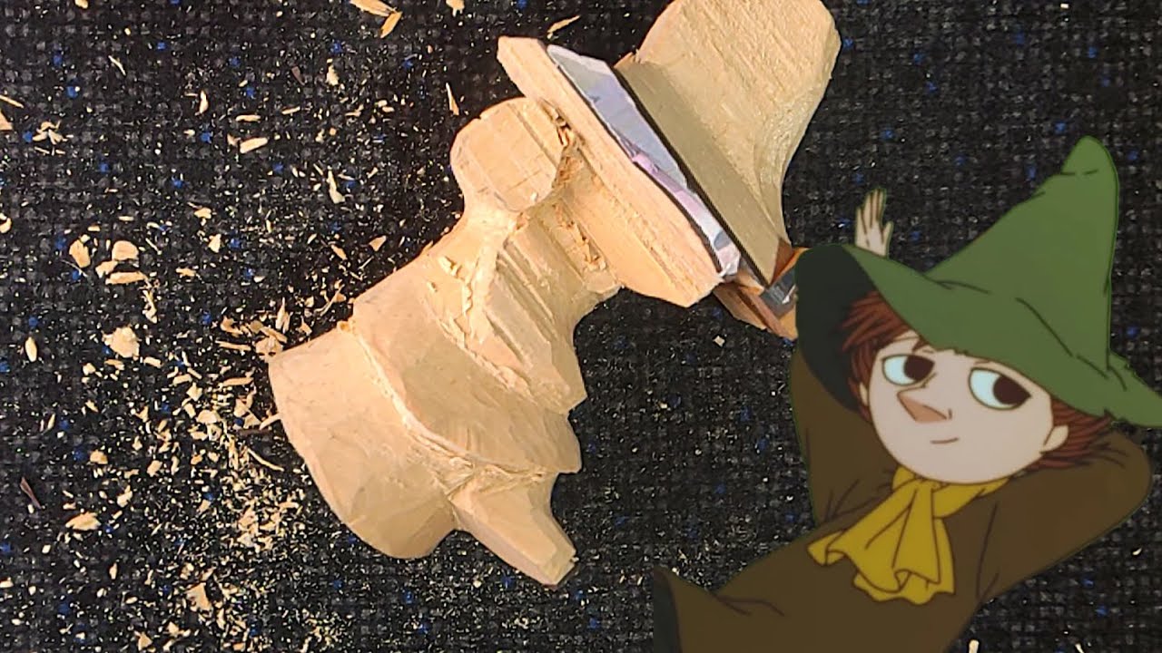 Wood carving Snufkin from the Moomins - No talking ASMR part 2 - taking shape