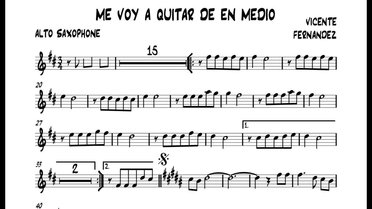 ME VOY A QUITAR DE EN MEDIO partituras saxo alto, tenor, flauta-violín.