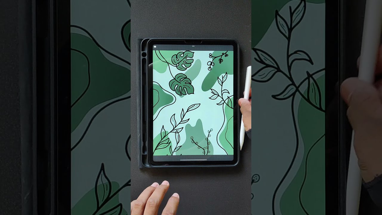 Draw green aesthetic wallpaper in PROCREATE.(