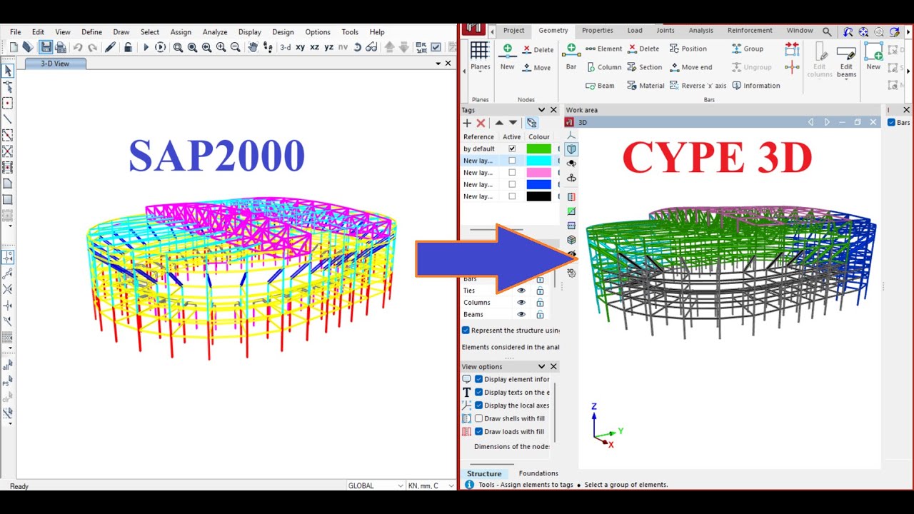 Export SAP2000 model to CYPE 3D Version 2026.a
