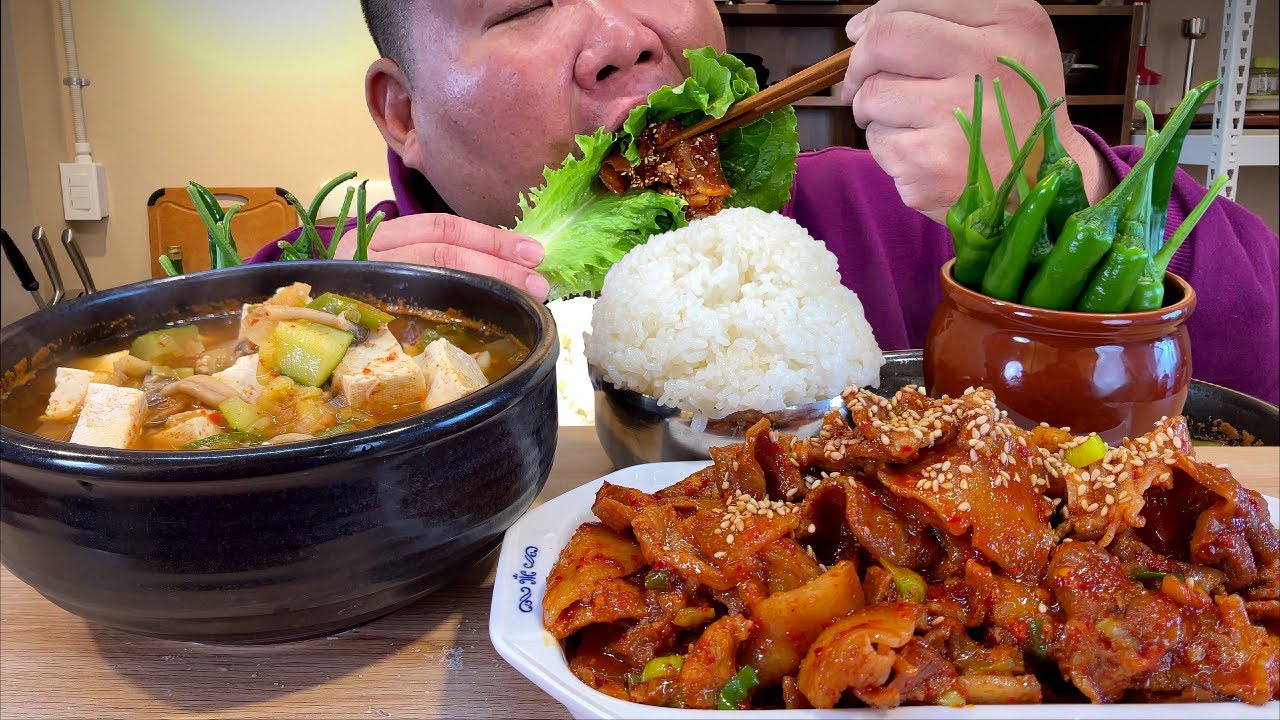 기사식당제육+된장찌개+매운고추 한식 궁합먹방 입니다 MUKBANG