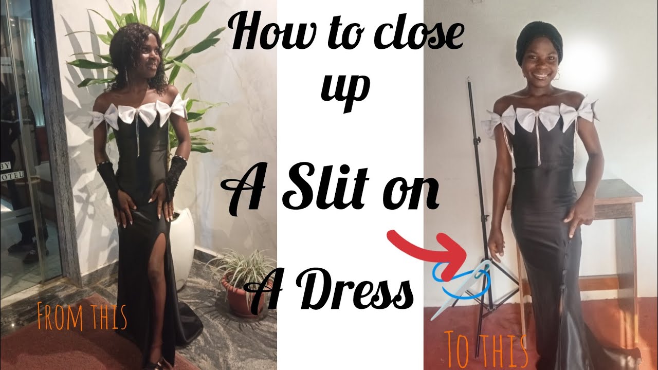 How to close up a slit on a dress / learn how to close a slit on a gown 