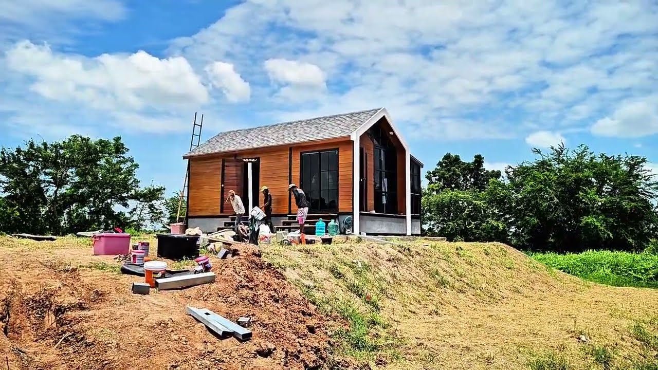 บ้านน็อคดาวน์ ขนาด 3.5 * 8 เมตร มีฉนวนกันความร้อนรอบหลังเย็นเจี๊ยบ
