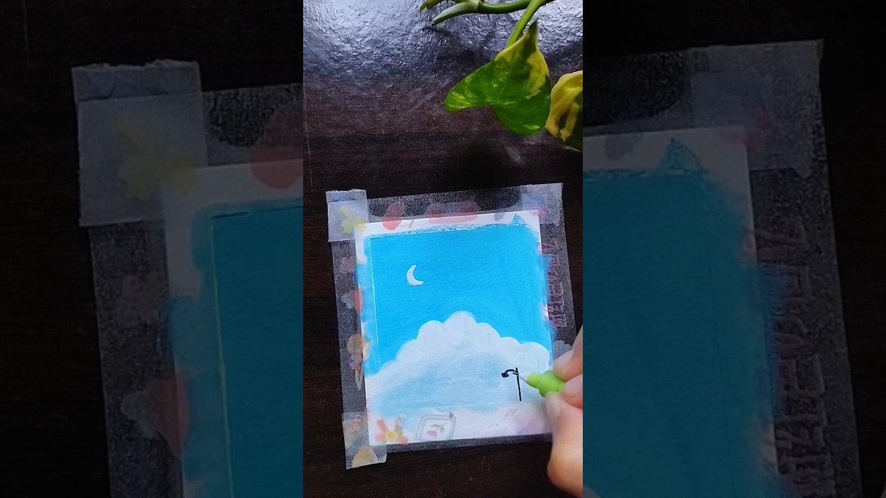 sky view ☁️#shorts #drawing #art #short #sky #painting #watercolorpainting #shortsdrawing #skyview