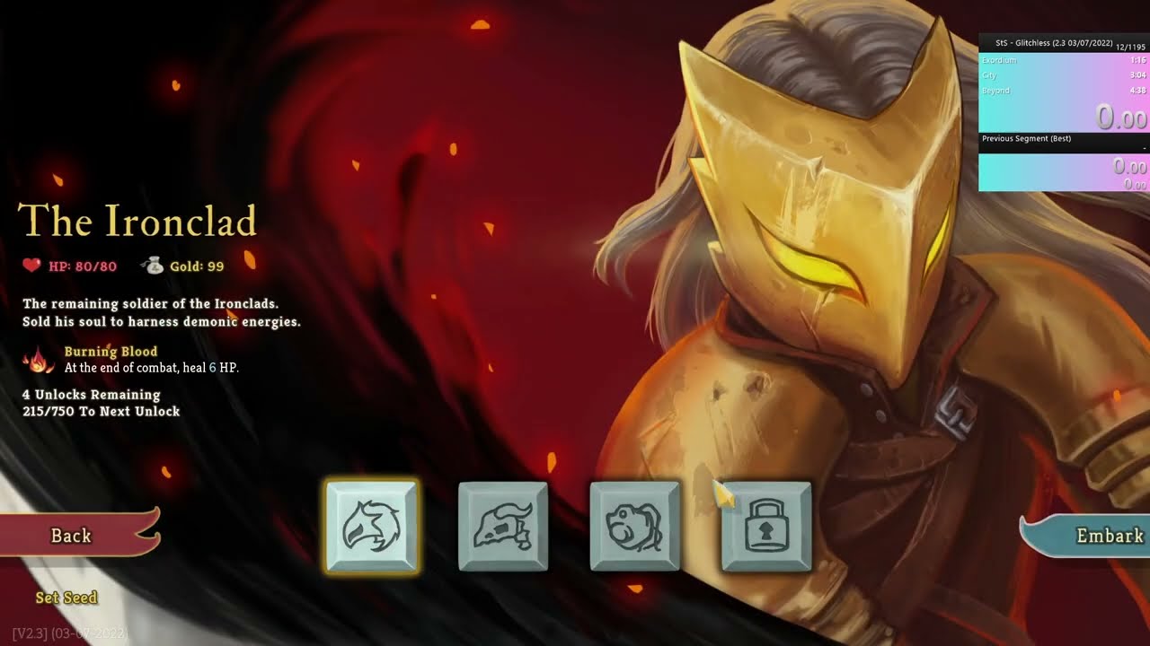 Slay the Spire Any% Glitchless Ironclad 04/09/22 5:24 RTA [PB]