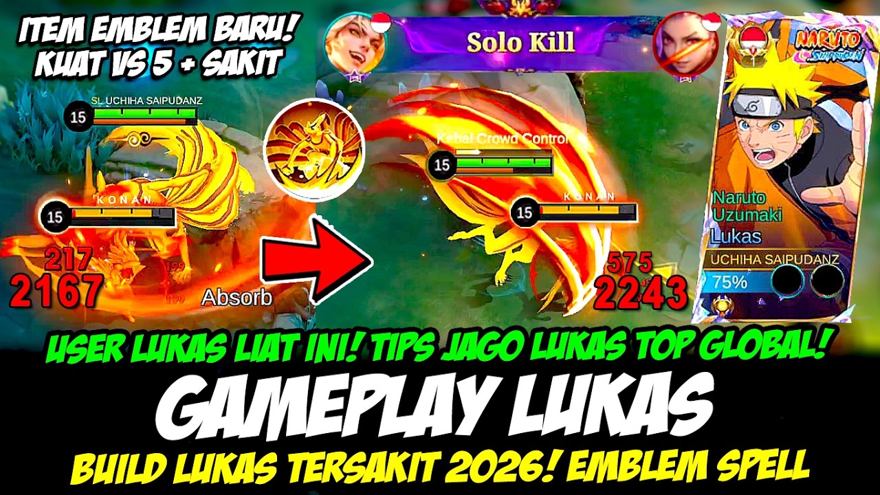 TIPS MAIN LUKAS TERBARU❗COMBO LUKAS SAKIT + KUAT DI LANE❗BUILD LUKAS TERSAKIT 2026❗LUKAS TOP GLOBAL