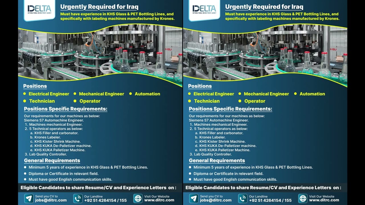 We are hiring for multiple positions in Iraq, Please send your Resume/CV to jobs@ditrc.com