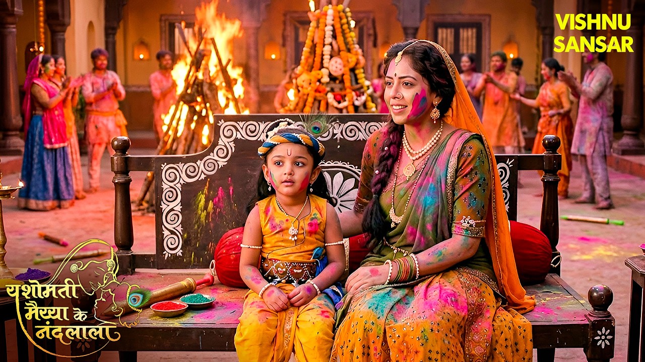 होली स्पेशल एपिसोड |नंदलाला के जन्म दिन पर गोकुल में मनाई गयी होली | Yashomati Maiya |#littlekrishna