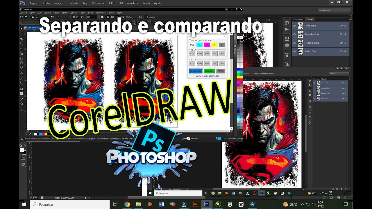 Criando Estampa e Separando cores no Photoshop vs CorelDRAW