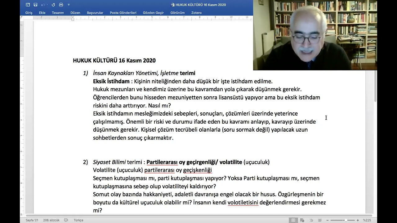 Prof. Dr. Aydın GÜLAN, Hukuk Kültürü Konuşmaları 16.11.2020