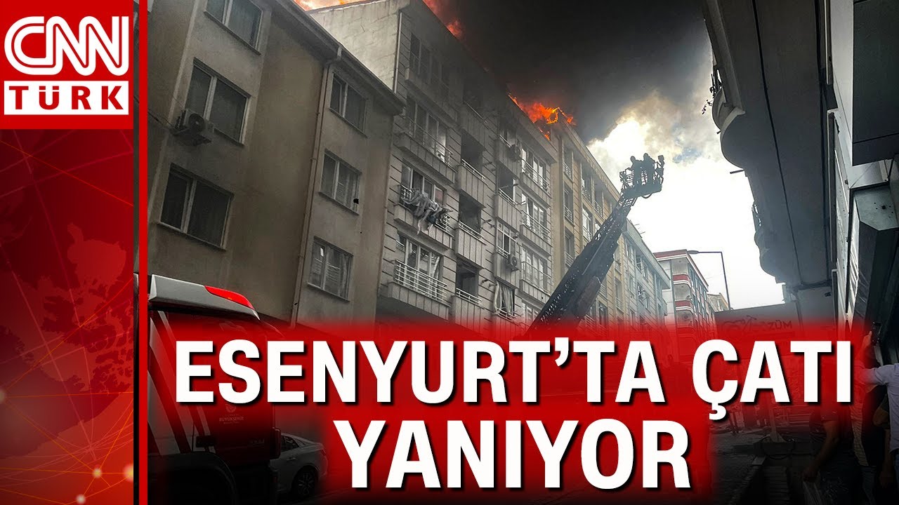 Esenyurt'ta bir binanın çatı katında yangın