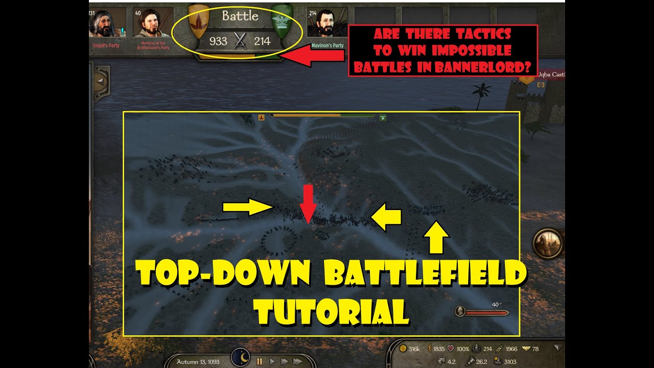 Outnumbered FOUR to ONE? Win EASILY with Tactics in Bannerlord (RTS OVERHEAD VIEW)