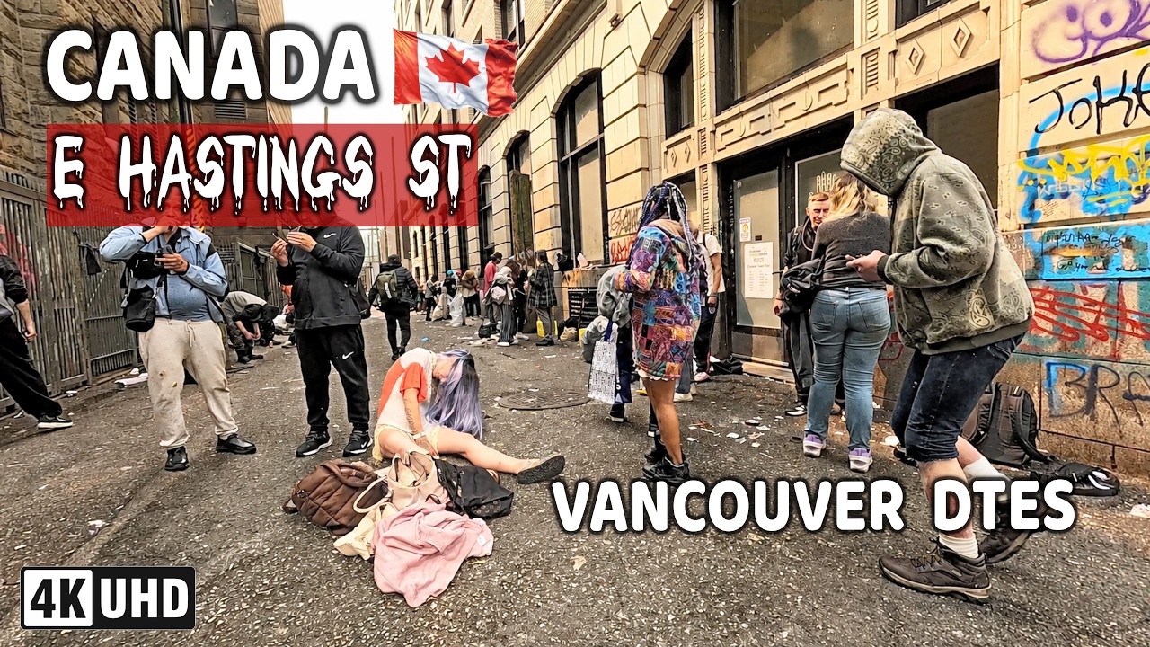 🇨🇦 【4K】 East Hastings St. Downtown Vancouver BC, Canada. Street Walk.