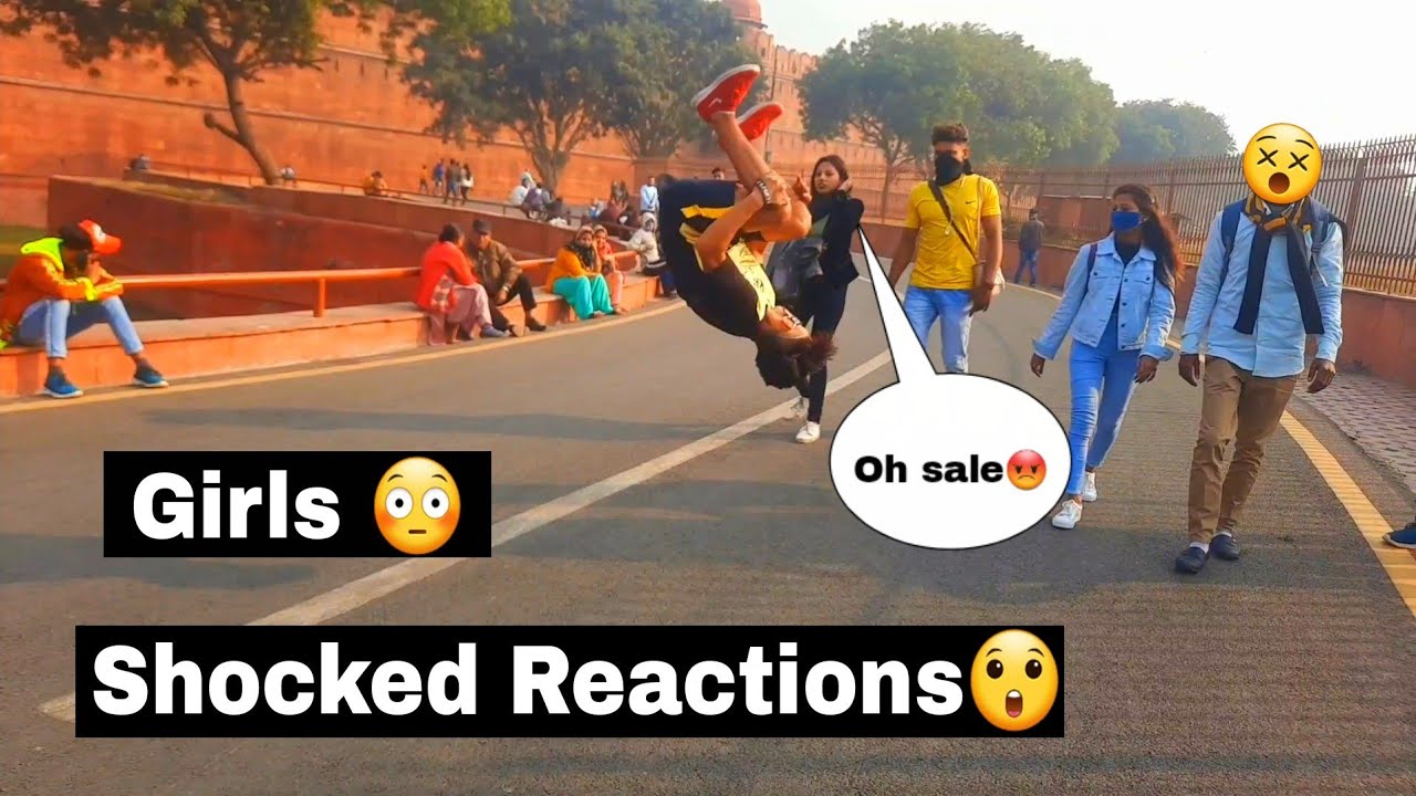Flips in Public || Girl's shocked reactions 😳