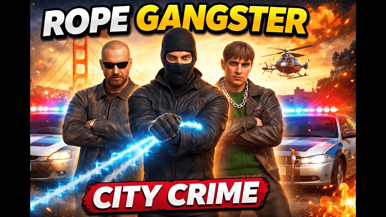 Rope Gangster City Crime Games | Police Chase Gameplay 🔥#RopeGangster#CityCrimeGame#GangsterGameplay