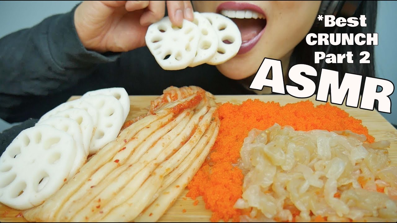 ASMR *BEST CRUNCHY EATING SOUNDS (Jelly Fish Lotus Root Tobiko Eggs Kimchi) NO TALKING | SAS-ASMR