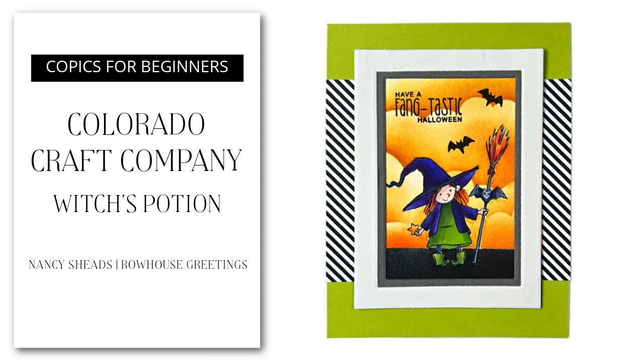 How to color & assemble the card for Witch's Potion stamp from Colorado Craft Company