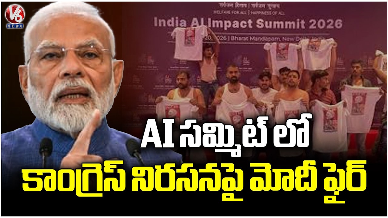 PM Modi Condemns Congress Protest at AI Impact Summit | V6 News