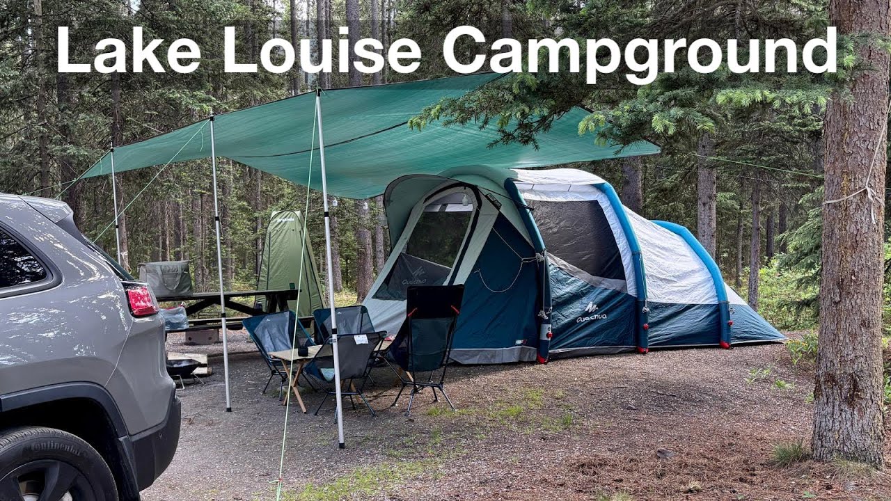 Camping: Lake Louise Campground | Decathlon Air Tent | Quechua Air Seconds 4.1 Fresh & Black