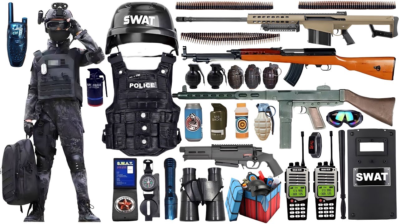 Special Forces military toy gun set unboxing, 98K sniper rifle, RPG rocket launcher,Delta Force gear
