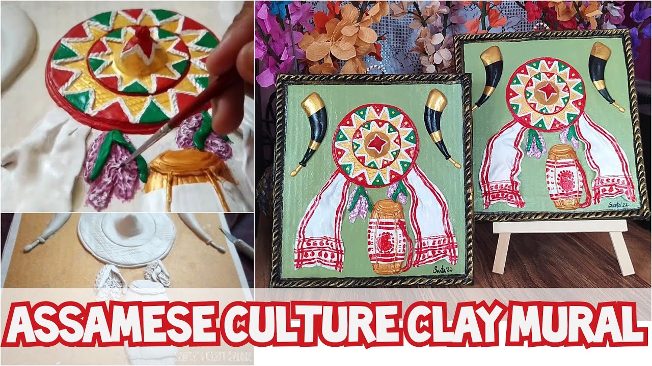 Clay Mural Representing Assamese Culture
