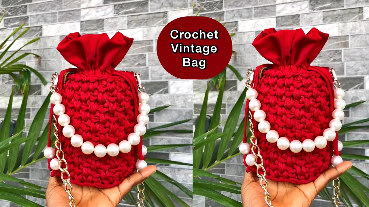 Easy Crochet Vintage Bag Tutorial || HOW TO CROCHET BUCKET BAG || CRAFTORRIA #crochetbag #diycrafts