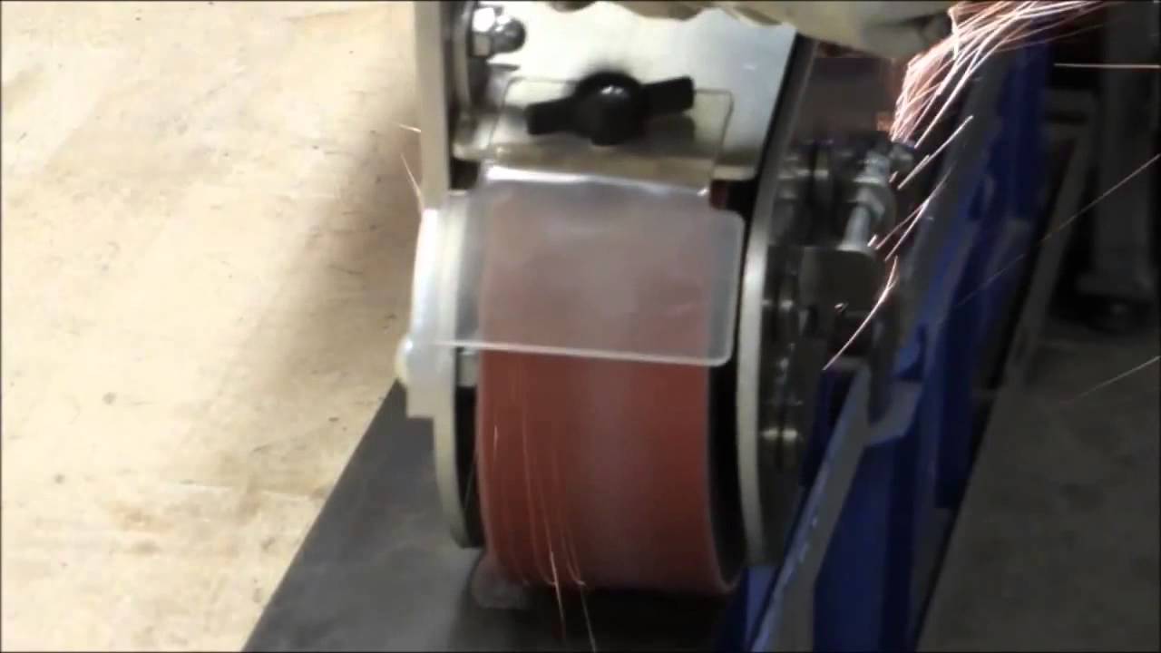 FEIN GHB 15 50 hand held belt grinder. Weld seam removal demo