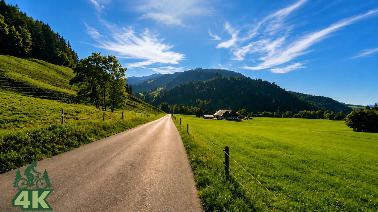 4K | One the Road - Tour en Bicyclette Relaxant avec de Jolis Paysages 