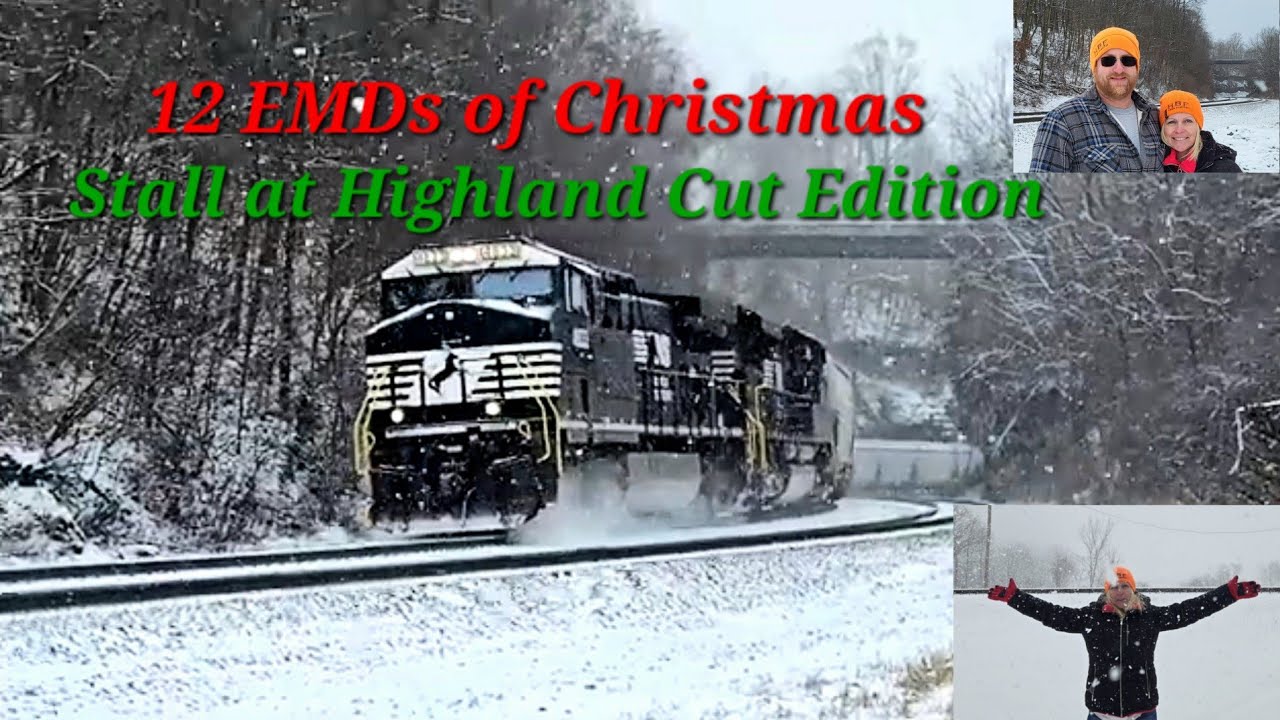 12 EMDs of Xmas - 1228 - Stall @ Highland Cut - Heavy Trains Struggle in the Snow for TGITOH's Bday!