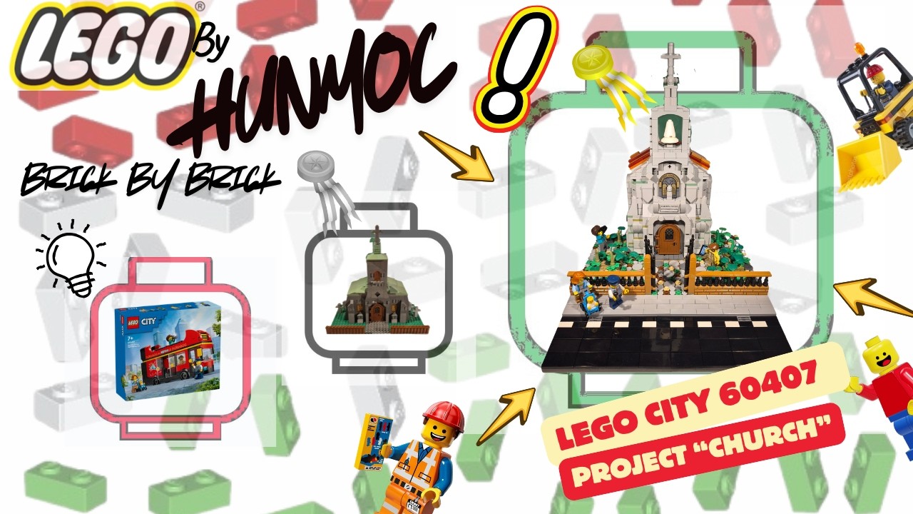 LEGO CITY Double-Decker Sightseeing Bus 60407 & HunMoc Project Church 