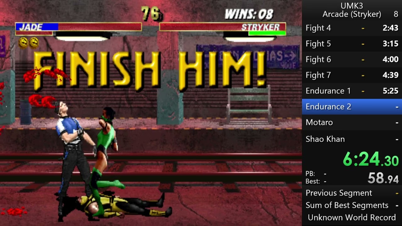 Ultimate Mortal Kombat 3 Stryker No Coin Skip Speedrun 11:42 (First Attempt)