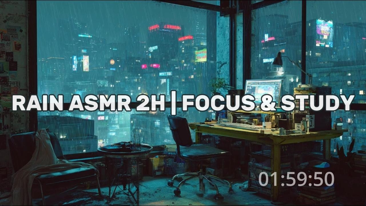 Rain ASMR 2 Hours | Focus & Study (No Talking)