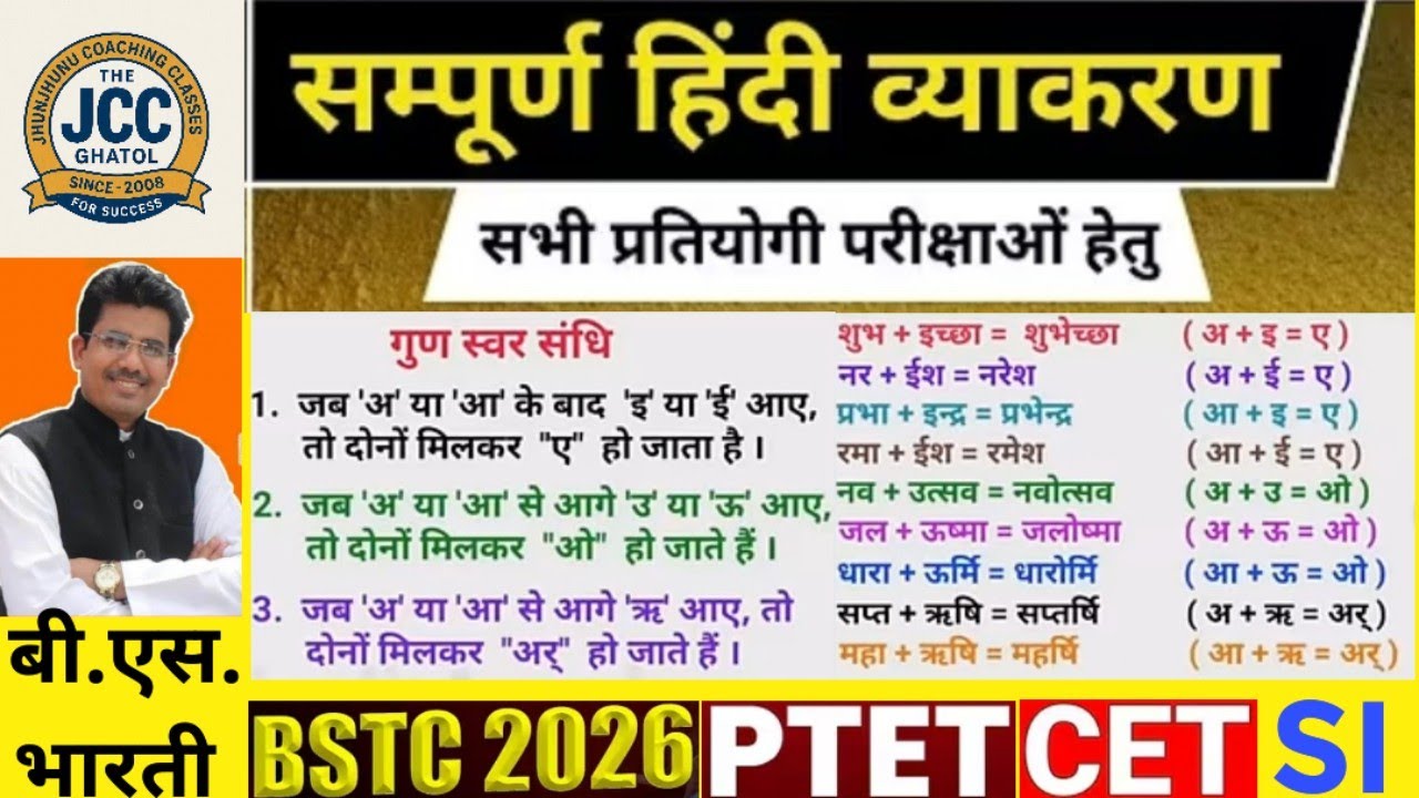गुण स्वर संधि/gun svar sandhi/संधि|हिंदी व्याकरण|संधि/संहिता विच्छेद