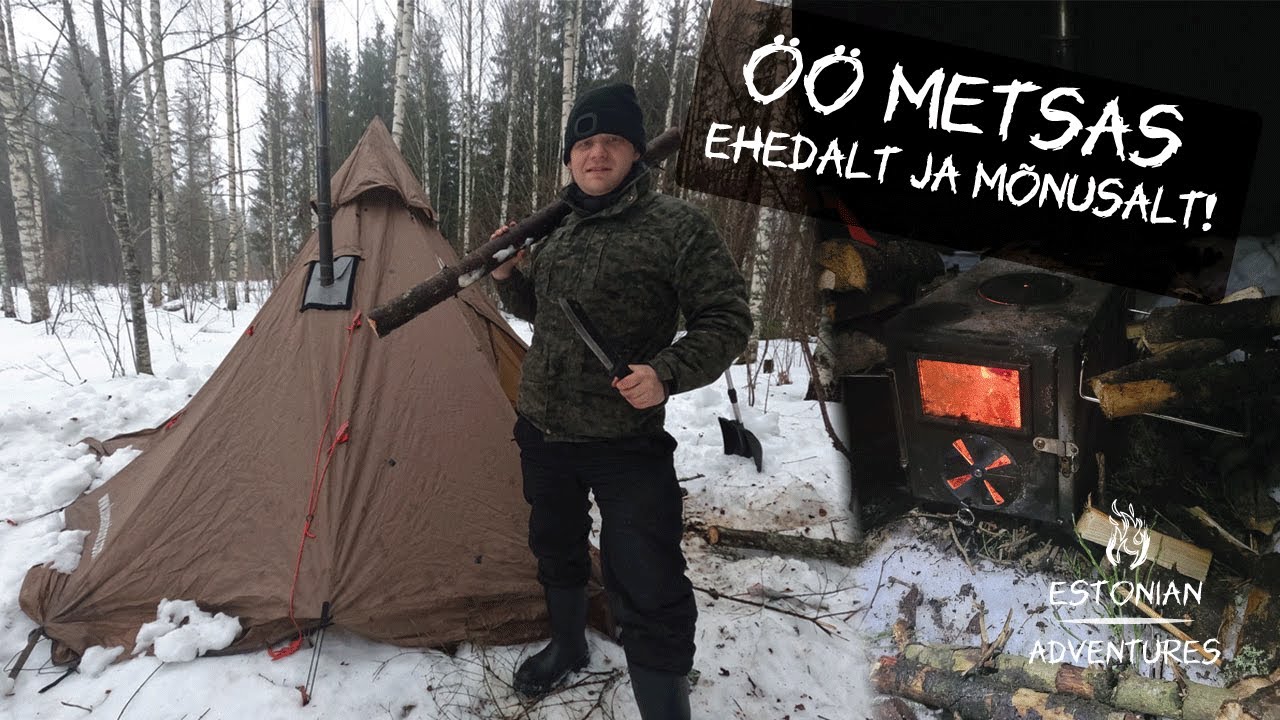 Öö tipitelgiga lumises metsas