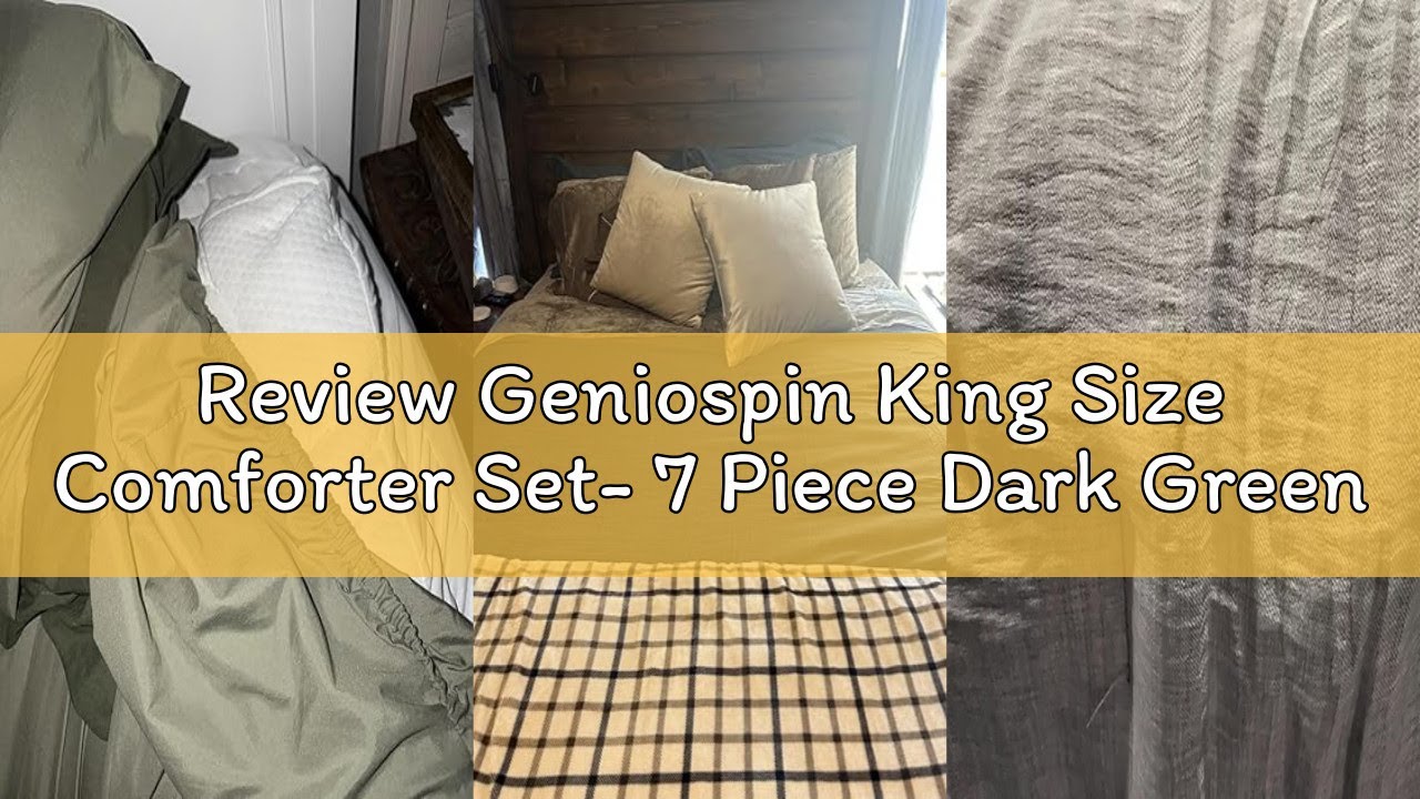 Review Geniospin King Size Comforter Set- 7 Piece Dark Green Textured King Bedding Set, Soft Solid B
