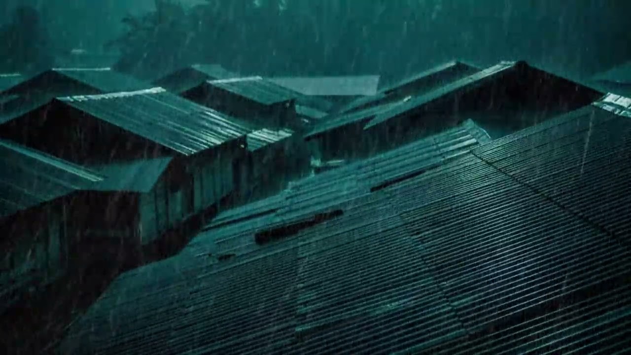 No Ads Rain Sounds for Sleeping - ASMR Extreme Night Rain On Tin Roof for Severe Insomnia