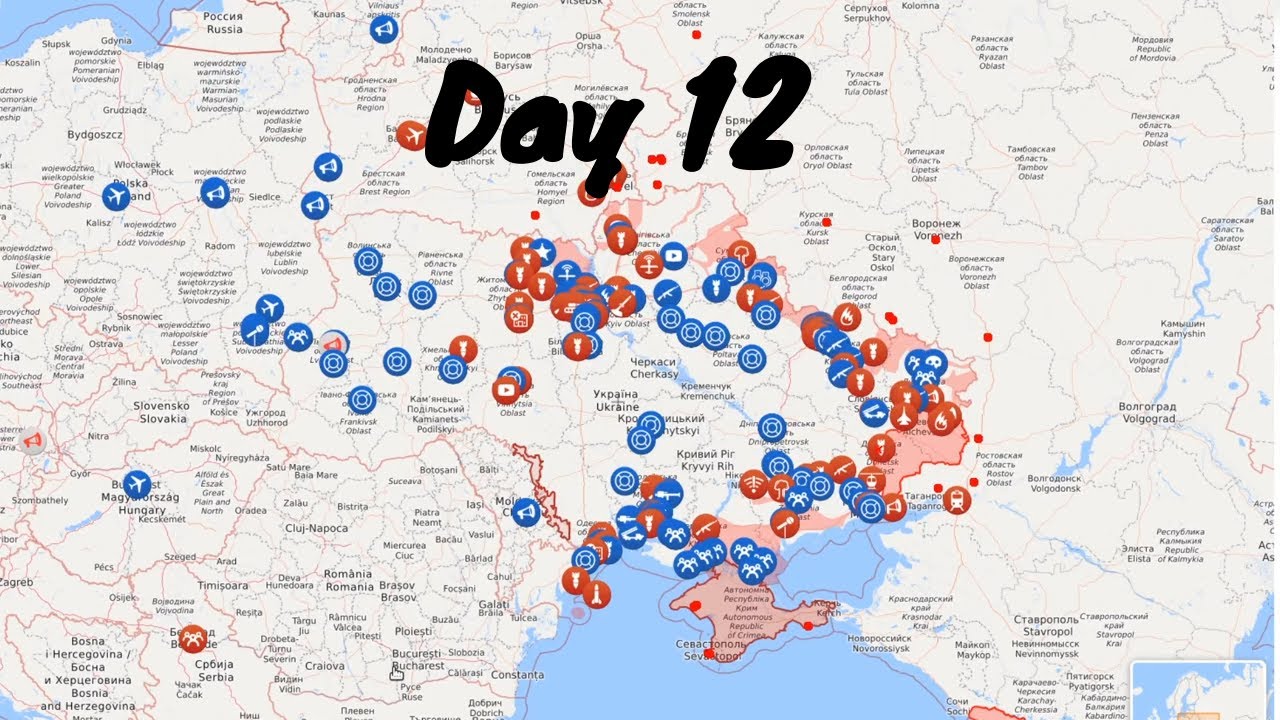 Russian Invasion of Ukraine: Day 12 live map #Ukraine #Livemap