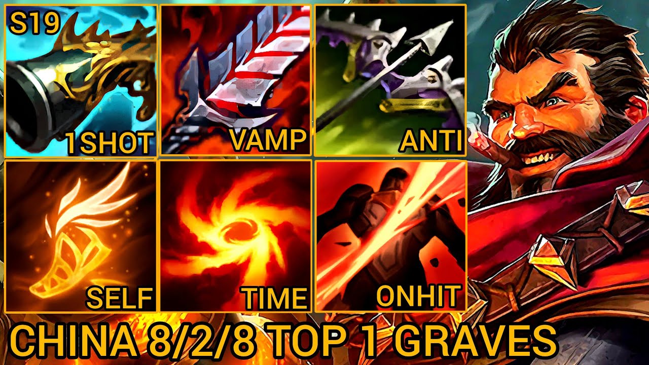 National Top 1 Legend Graves S Rating 8/2/8 - China Wild Rift New Build & Runes By Tiarty