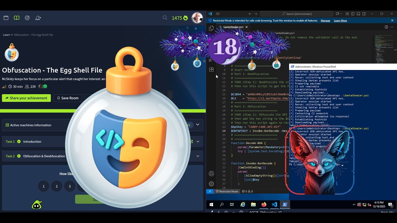 Обфускация TryHackMe — Секретный документ — Наступление киберпространства 2025 года
