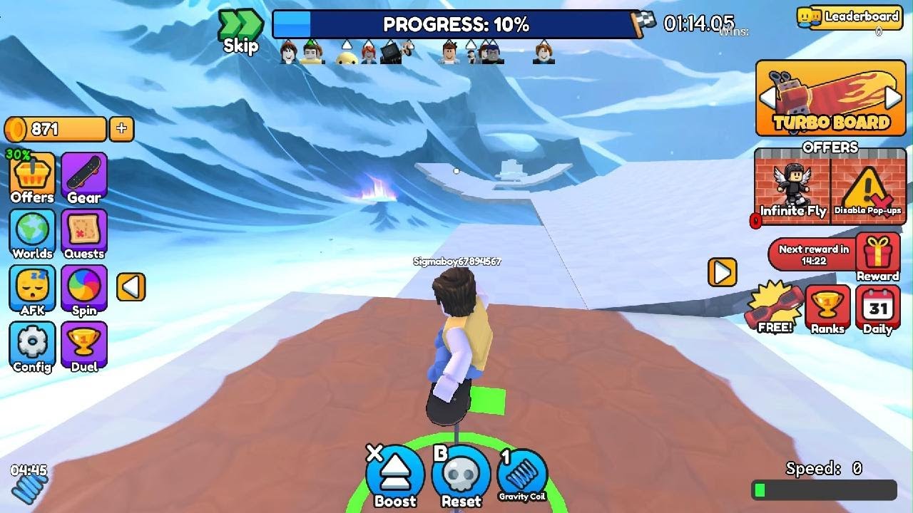 Playing skateboard obby