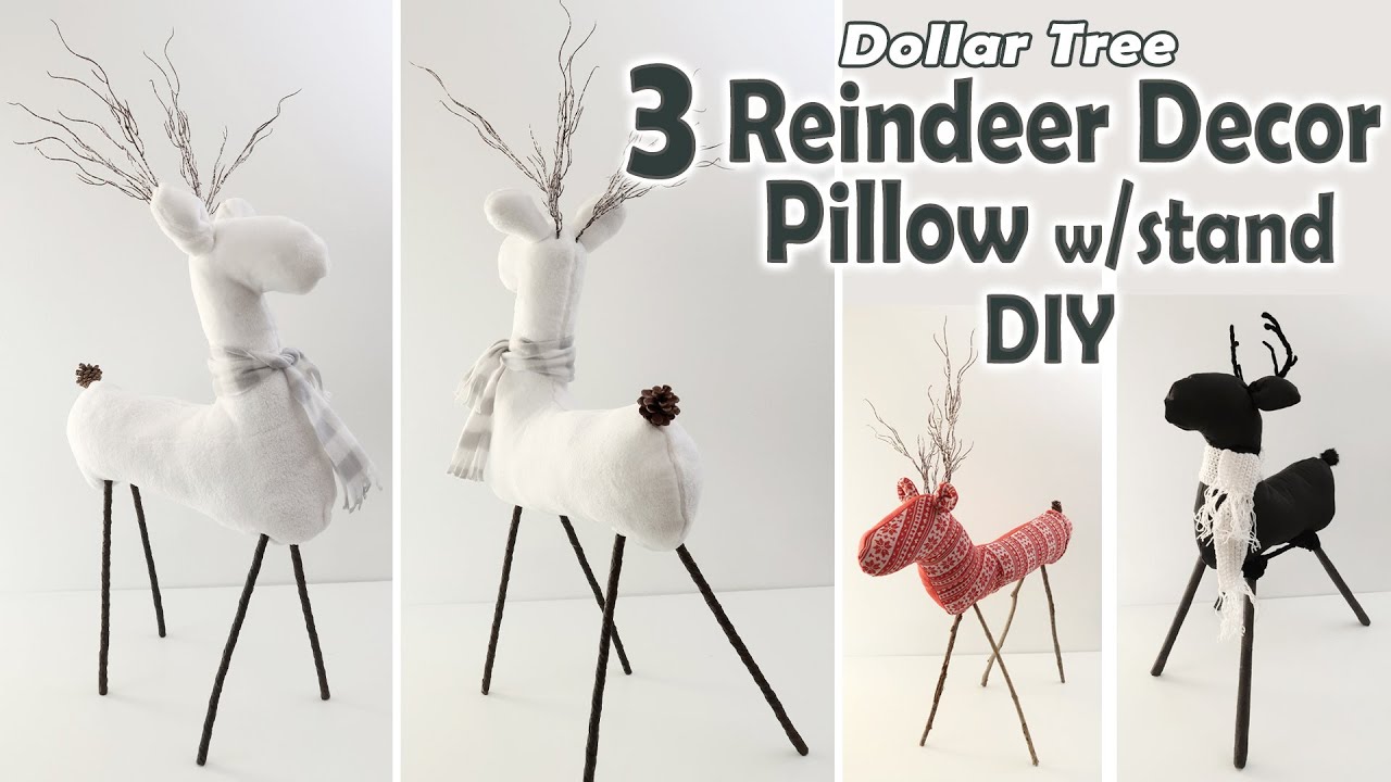 Dollar Tree Tall Reindeer DIY / Reindeer Pillow w/ Stand DIY /