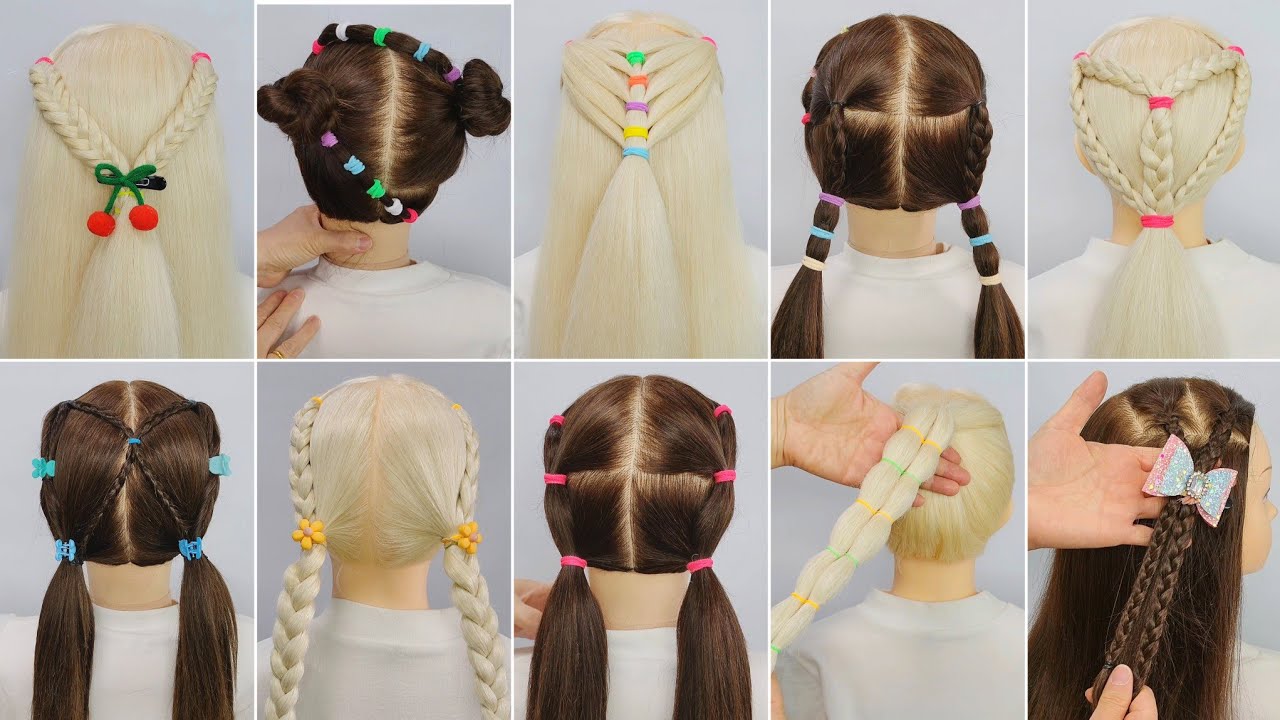 👧🐣⏰️ 바쁜아침 간단하고 쉬운 등원머리 10가지 모음 Hairstyle for Busy Morning School 여자 아기 머리 예쁘게 묶는방법 디스코 양갈래 땋는방법 여아