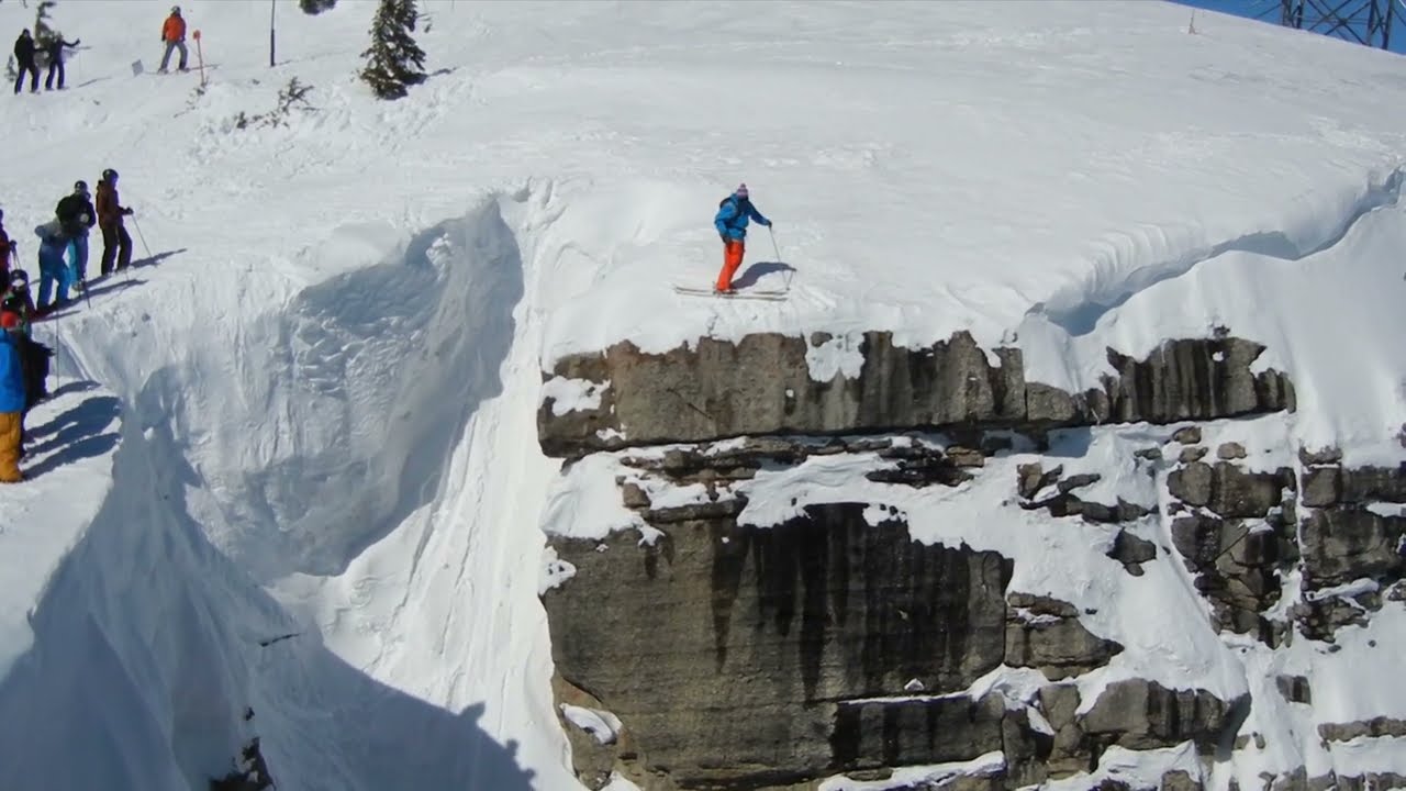 Random Skier Drops ~50 FEET! Kings and Queens of Corbet's Couloir *Behind the Scenes* TGR