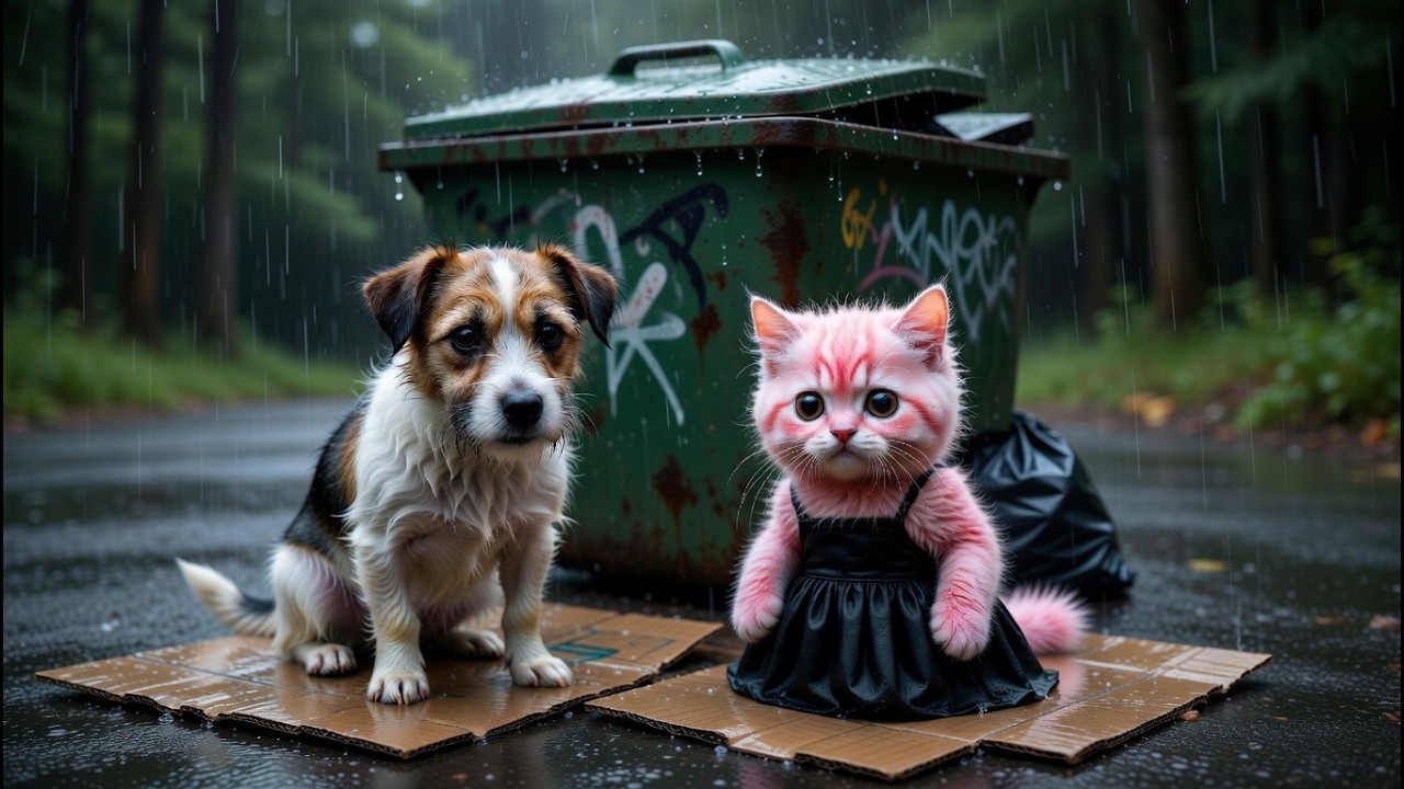 A Stray Kitten Sees a Hungry Dog – What He Does Next Will Melt Your Heart ❤️🐱🐶