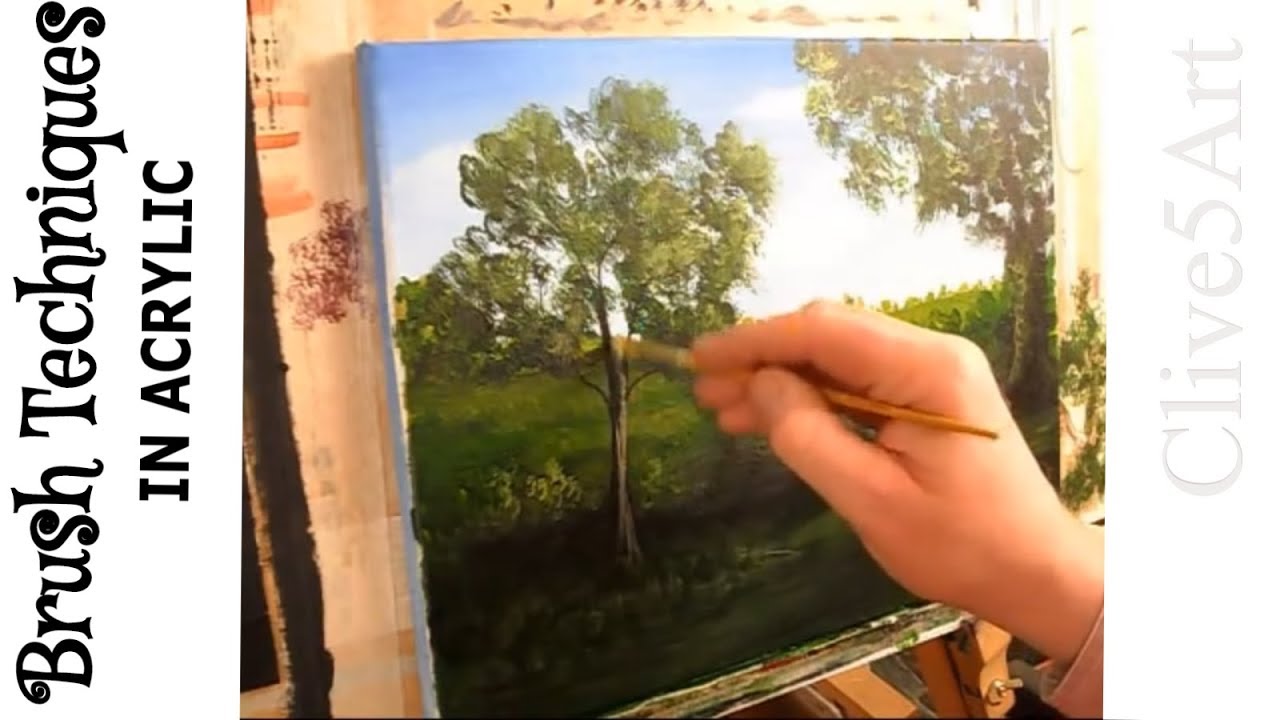 Техники рисования кистью | учимся рисовать | акрил для начинающих | #clive5art