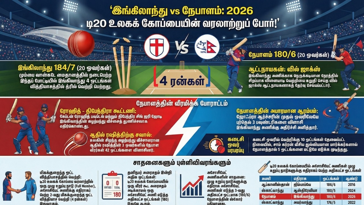 ENG vs NEP | யார் ஜெயித்தது? முழு போட்டி ஆய்வு | T20 World Cup 2026 Tamil