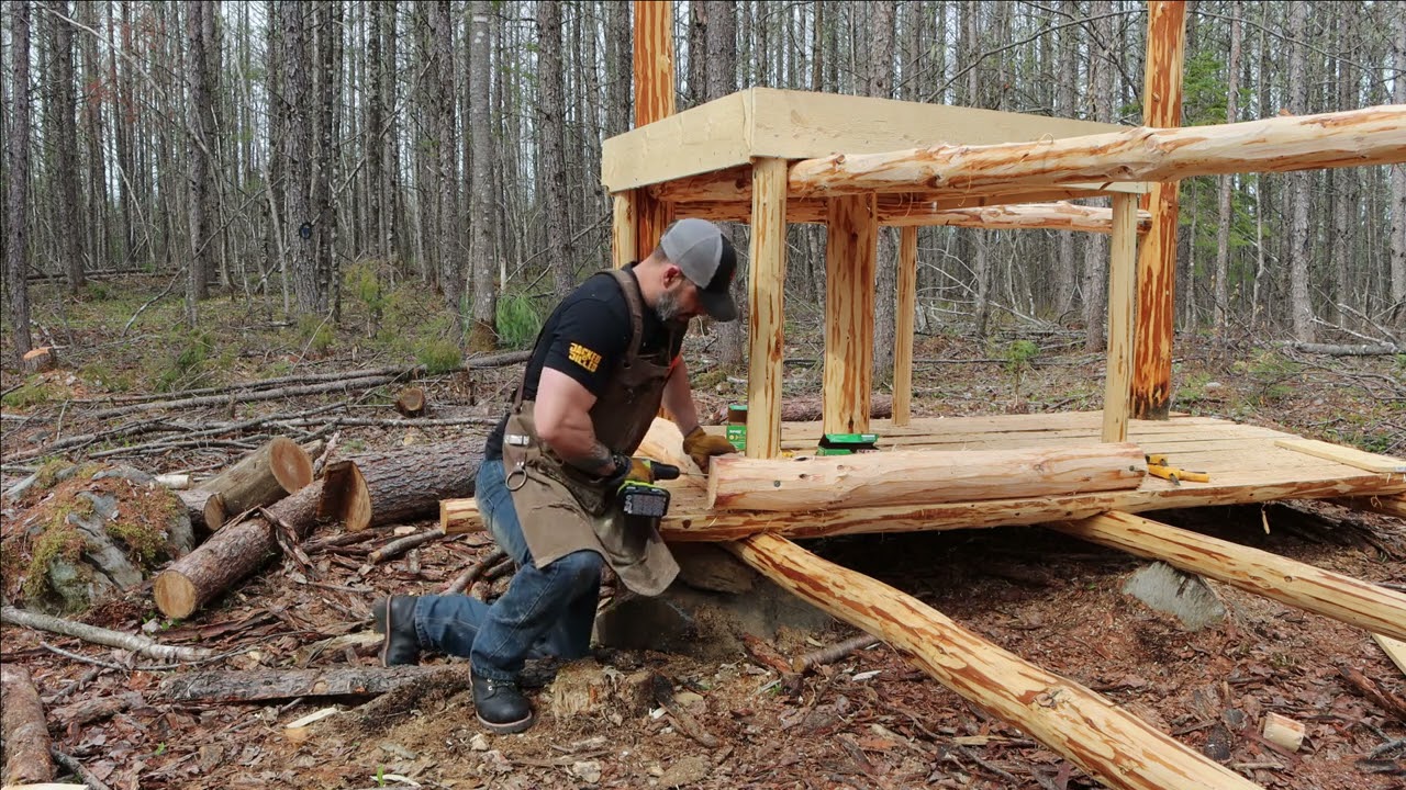 Forest Kitchen build at the off grid log cabin - morels, time on the river and the forest fire