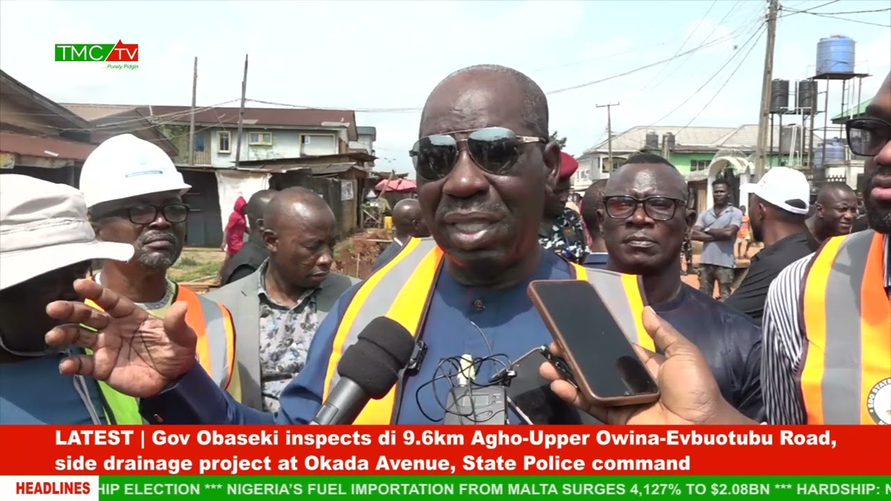 Gov Obaseki inspects di 9.6km Agho-Upper Owina-Evbuotubu Road, side drainage project at Okada Avenue