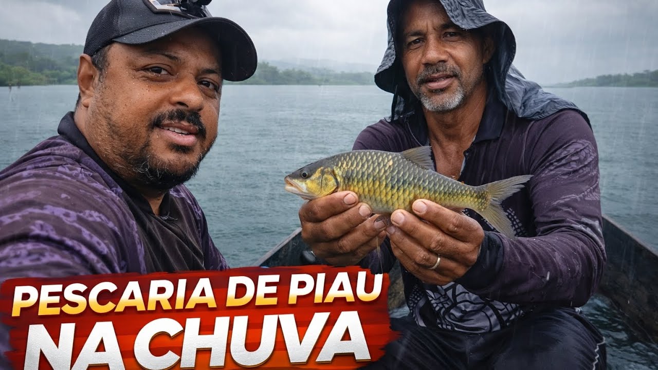 Pescaria de Piau com muita chuva