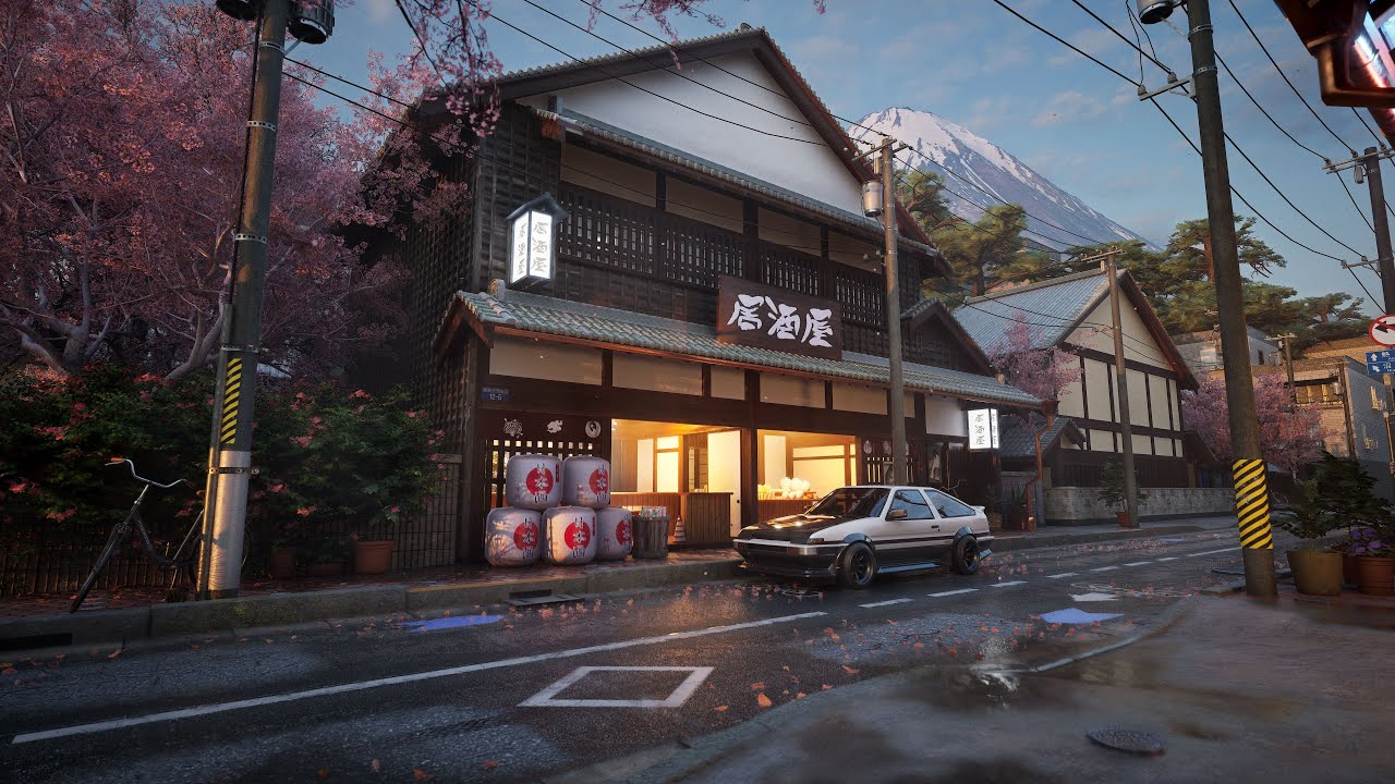 Beneath Mount Fuji: Springtime Promenade, Japan, UE5